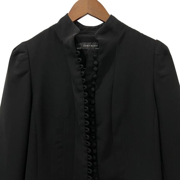 Zara Basic  Black Blazer Jacket Multiple Button Size Medium Careerwear - Picture 2 of 11